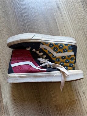Vans Colorblock Patterned High-Top Sneakers - Red & Yellow Panels